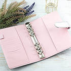 Блокнот на кільцях із шкірзамінника А6 діаметр кілець 20мм Світлий хамелеон BSH046, фото 3