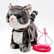 М`яка іграшка iнтерактивний котик, ходить, на повідку