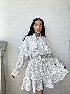 Жіноча коротка біла сукня з рюшами та мереживом, фото 4