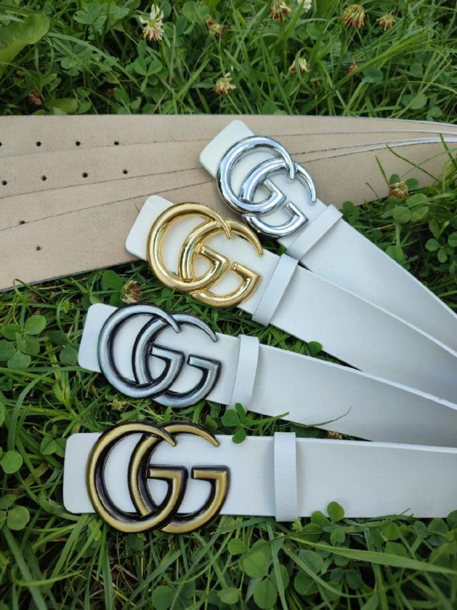 Ремінь шкіряний GUCCI 40 мм. білий 930105-1, фото 1