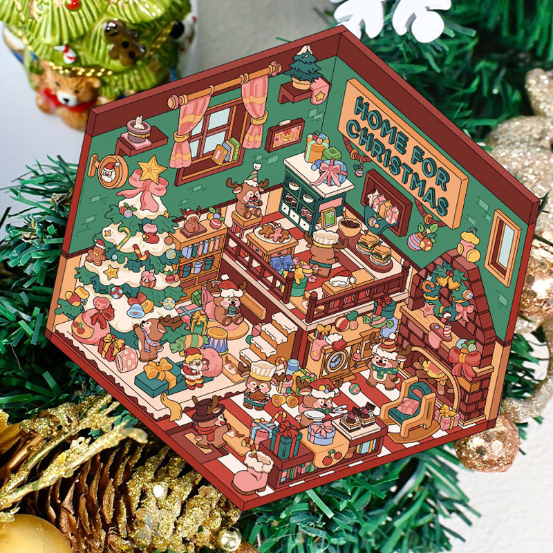 Набір наліпок стікерів румбокс 3D наклейки кімната будинок Різдвяний магазин