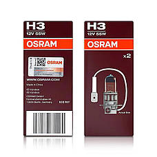 ОРИГІНАЛ! Галогенні лампи H3 OSRAM Night Breaker LASER +150% 55W (комплект 2шт), фото 5