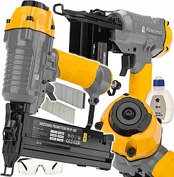 Пневмостеплер Powermat + набір скоб 750шт та цвяхів 1000шт (Польща)