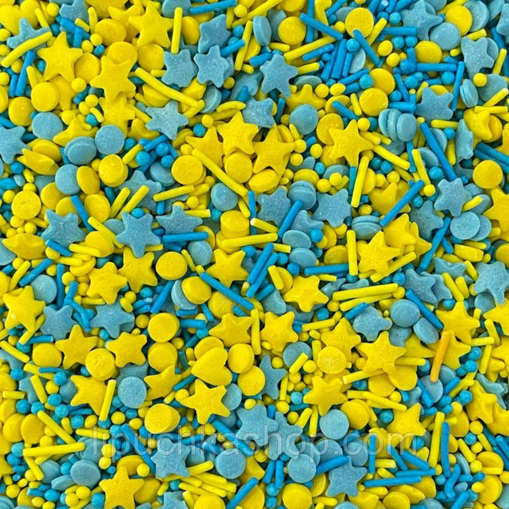 Посипка кондитерська "Патріотичний мікс (жовто-блакитний)", 50 грам, фото 1