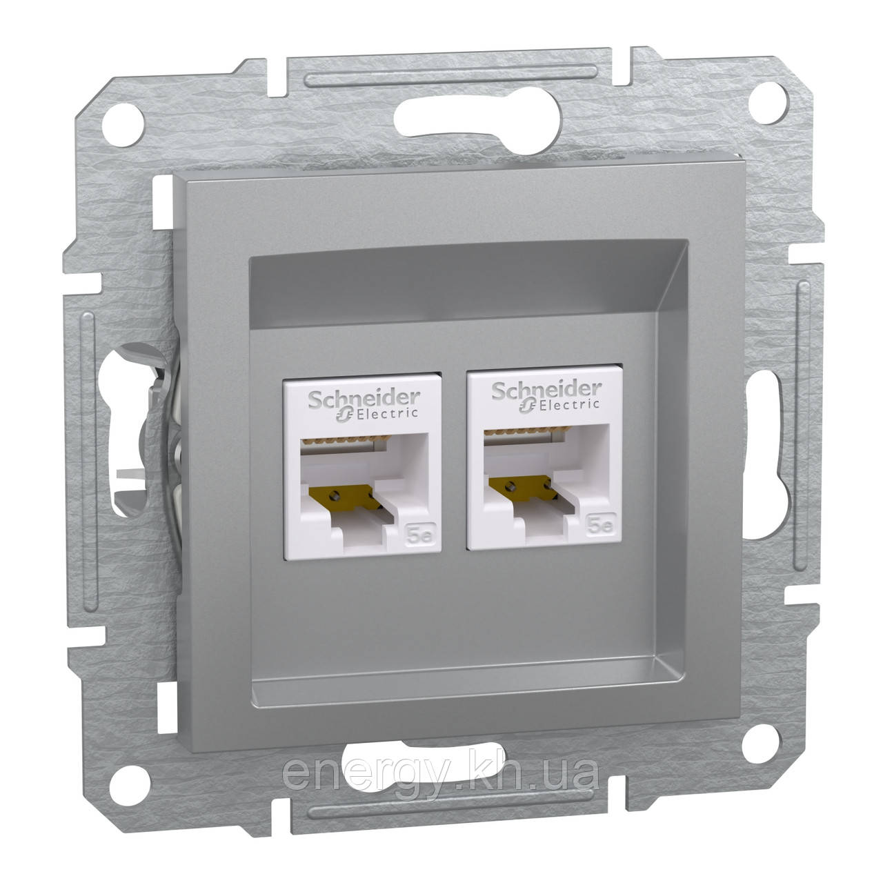 РОЗЕТКА КОМП'ЮТЕРНА RJ45 UTP КАТ. 5Е ПОДВІЙНА ASFORA АЛЮМІНІЙ EPH4400161