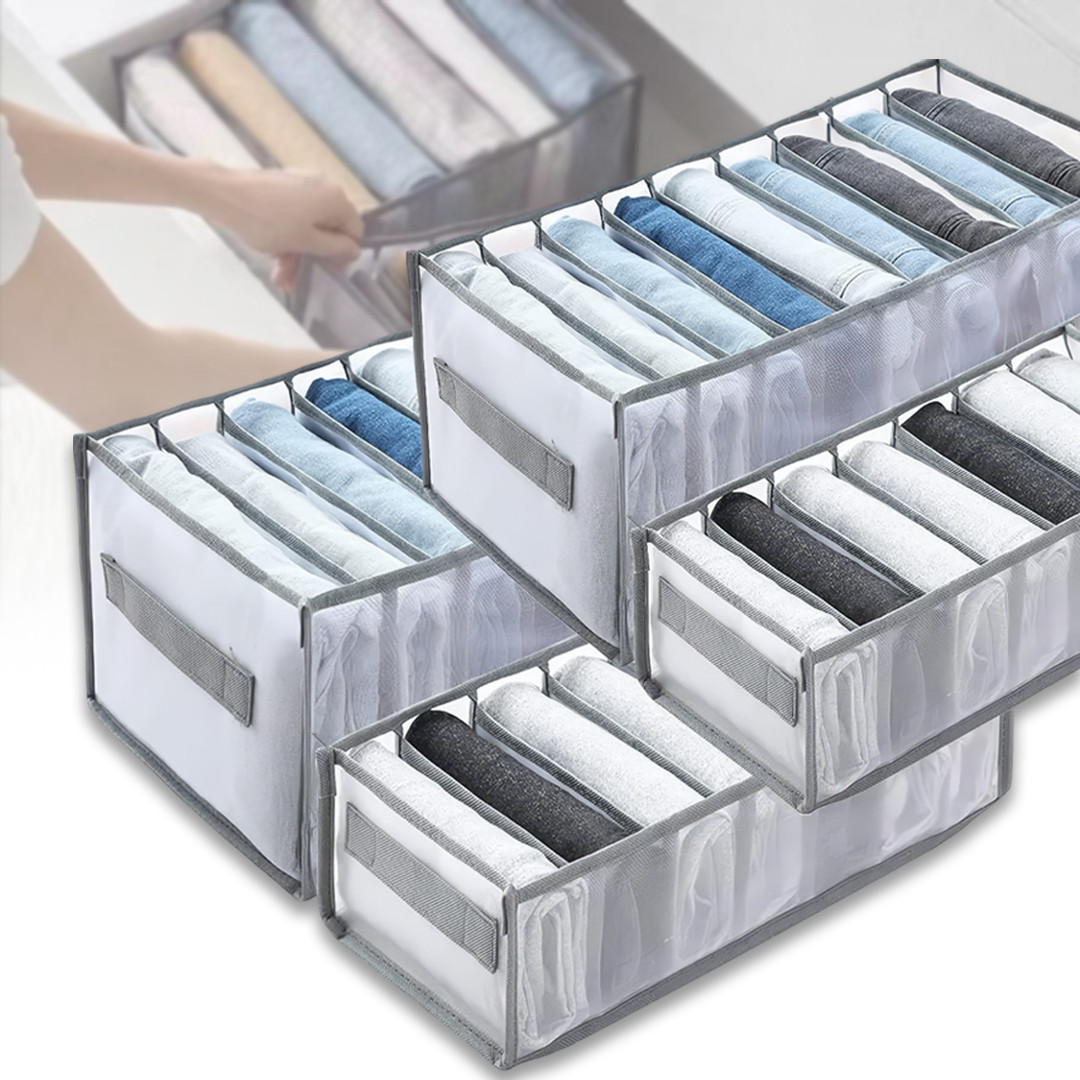 Набір органайзерів, що миються, з ручкою 4 шт. для одягу Box For Clothes Сірі, фото 1