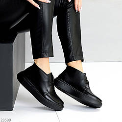 Стильні молодіжні чорні черевики прошиті натуральна шкіра в асортименті