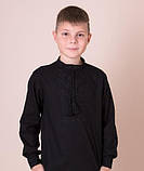 Вишита сорочка для хлопця льон чорна по чорному машина робота ріст.від 140 до 170, фото 4