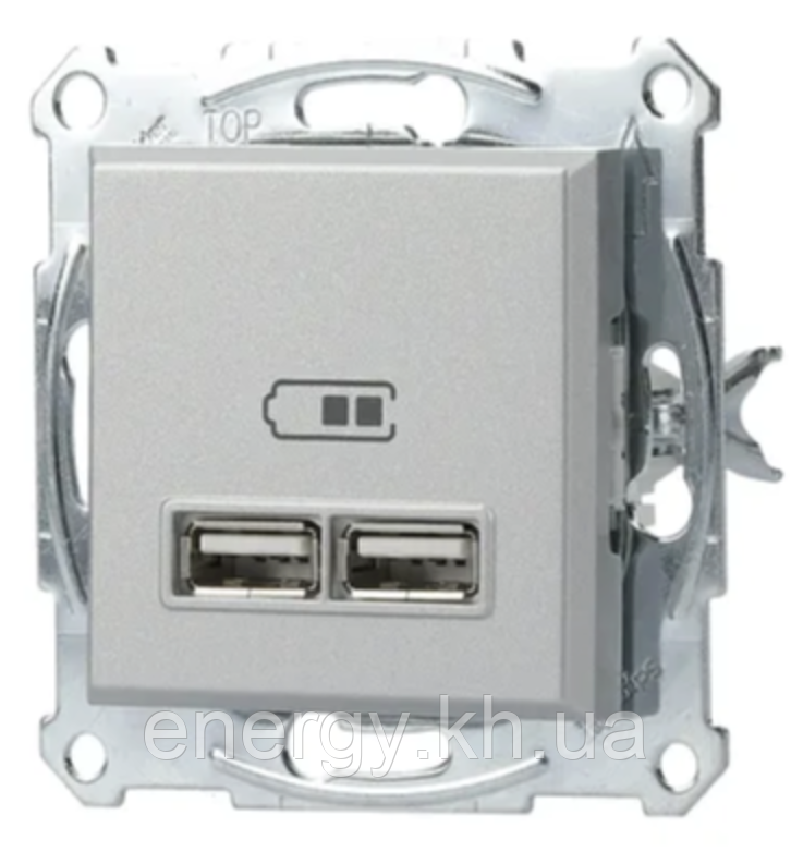 USB РОЗЕТКА 2,1A АЛЮМІНІЙ ASFORA EPH2700261