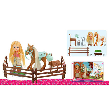Лялька 92013-A – шарнірна лялька з конячкою та садовими інструментами (92013-A)