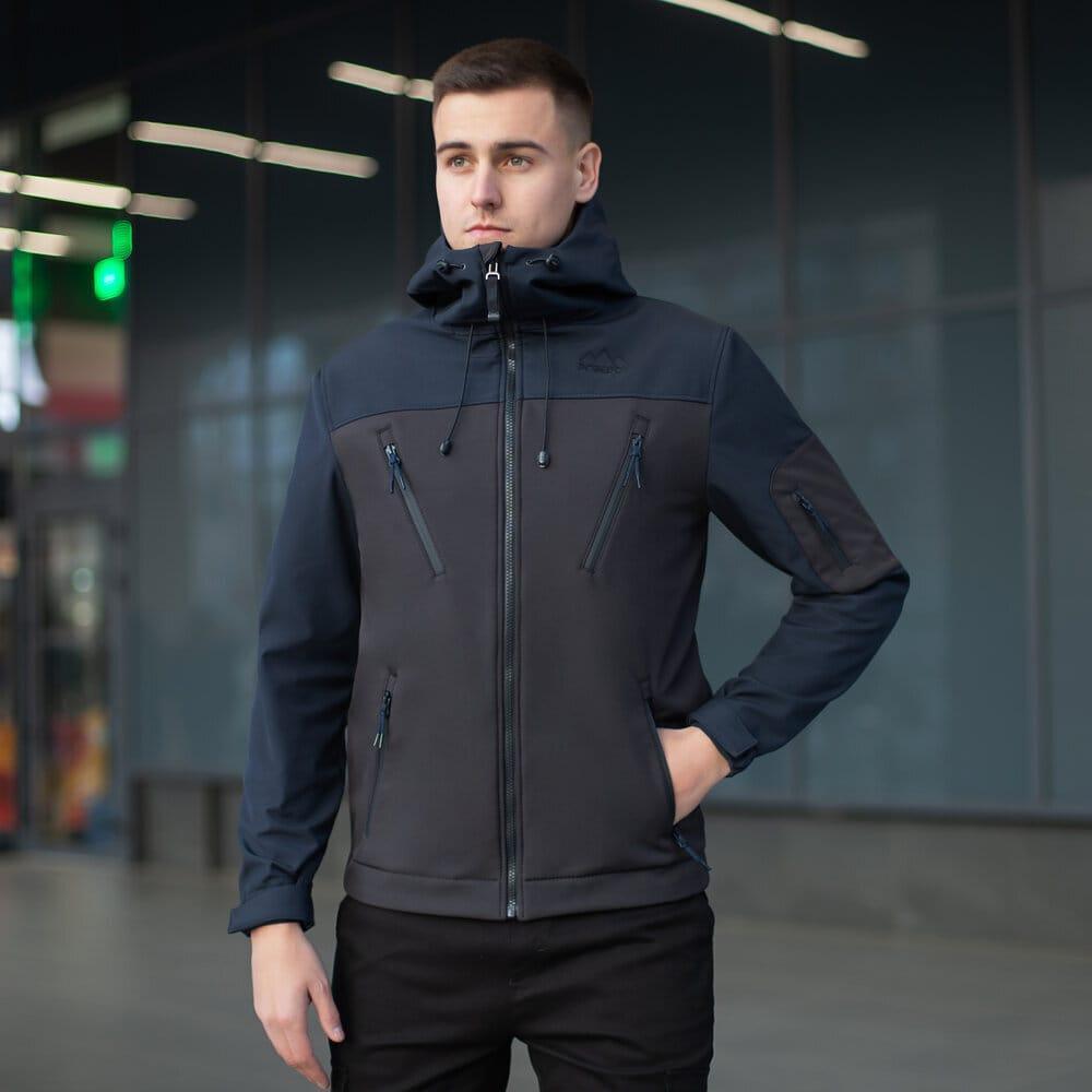 Куртка Soft Shell підкладка Мікрофліс від 0 до +15 градусів колір Чорний/Синій, фото 1