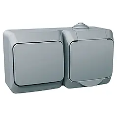 Комбінований блок розетка + вимикач IP44 Schneider Cedar Plus Сірий WDE000600