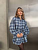 Стильний жіночий фланелевий костюм-двійка в клітинку: Міні Спідниця на високу посадку та Сорочка на гудзиках, фото 7