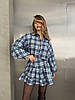 Стильний жіночий фланелевий костюм-двійка в клітинку: Міні Спідниця на високу посадку та Сорочка на гудзиках, фото 6