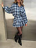 Стильний жіночий фланелевий костюм-двійка в клітинку: Міні Спідниця на високу посадку та Сорочка на гудзиках, фото 10