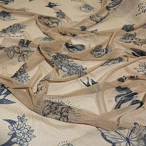 Сітка стрейч друкований принт Тату