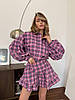 Стильний жіночий фланелевий костюм-двійка в клітинку: Міні Спідниця на високу посадку та Сорочка на гудзиках, фото 7