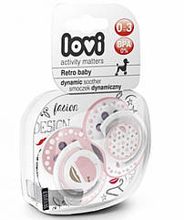 Пустушка динамічна силіконова 0-3 міс Lovi Retro baby Girl 2 шт, 22/803 (Лові)