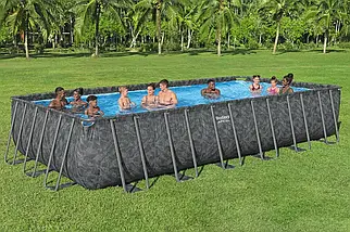 Басейн каркасний прямокутний (956-488-132см, 52231л, фільтр-насос, сходи, тент) Bestway 561KJ Сірий, фото 4