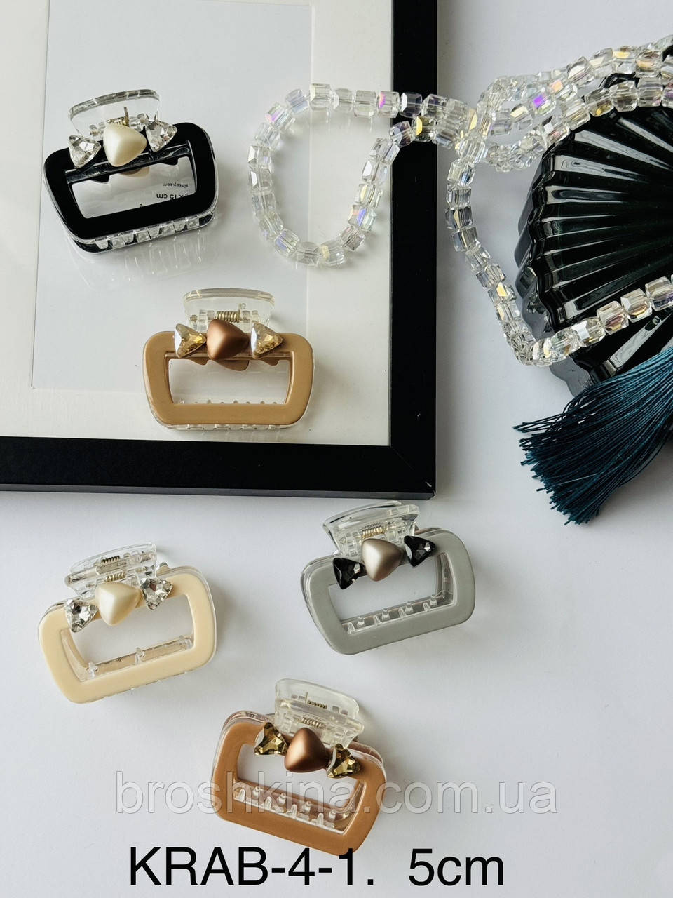 Краби для волосся 5 см 6 шт/уп ФРАНЦУЗЬКИЙ ПЛАСТИК, фото 1