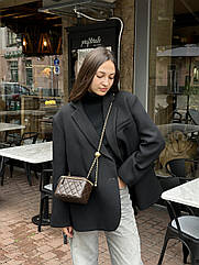 Класична коричнева сумка косметичка Classic Brown шкіряна брендова сумка-бочонок золотиста фурнітура
