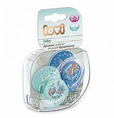Пустушка динамічна силіконова 0-3 міс Lovi Folky Boy 2 шт, 22/841 (Лові)