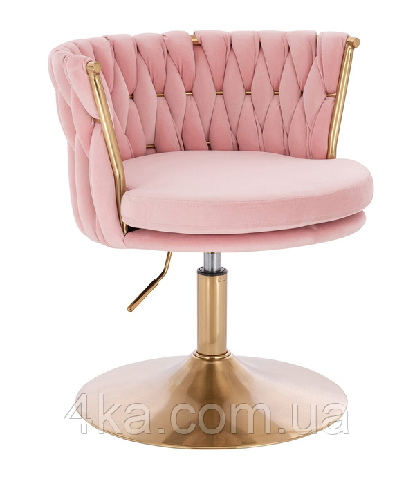Перукарське крісло HR450, велюр, пудра, база золото, фото 1