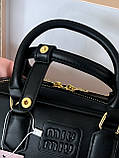 Сумка жіноча Miu Miu Arcadie Leather Bag чорний крос боді Міу, фото 3