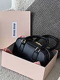 Сумка жіноча Miu Miu Arcadie Leather Bag чорний крос боді Міу, фото 5