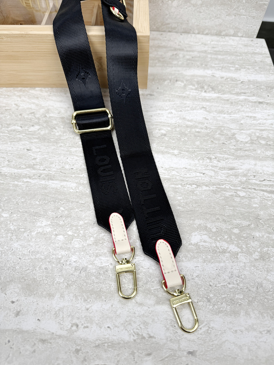 Ремінь на сумку текстильний чорний + світлий беж Louis Vuitton Луї Віттон, фото 1