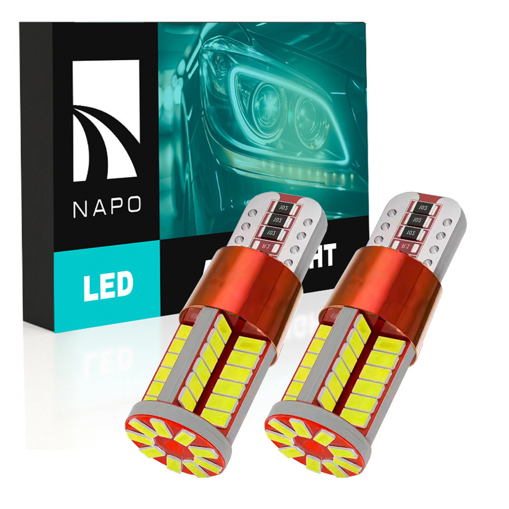 Комплект світлодіодних ламп NAPO LED T10-3014-57smd-CAN W5W T10 колір світіння білий 2 шт