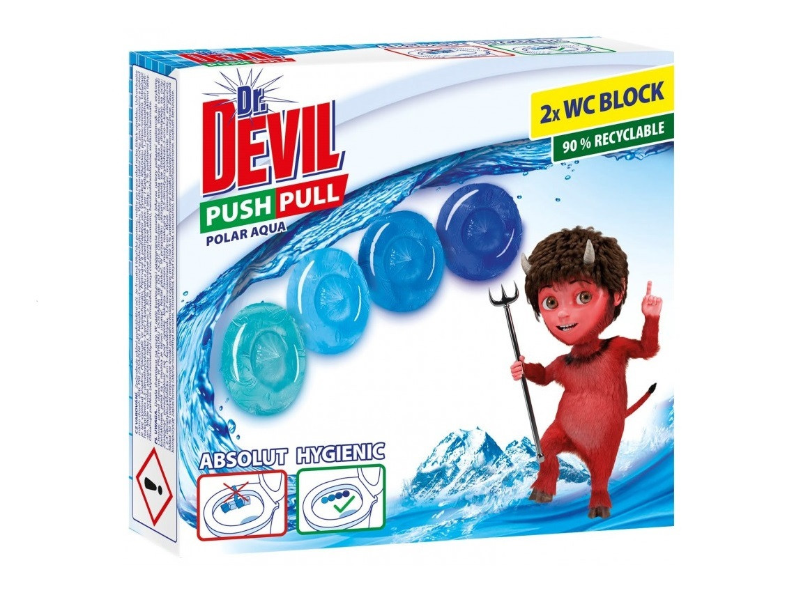 Гелеві кульки без кошика для унітазу Dr.Devil WC Push Pull Gel Полярна свіжість 20 г х 2 шт