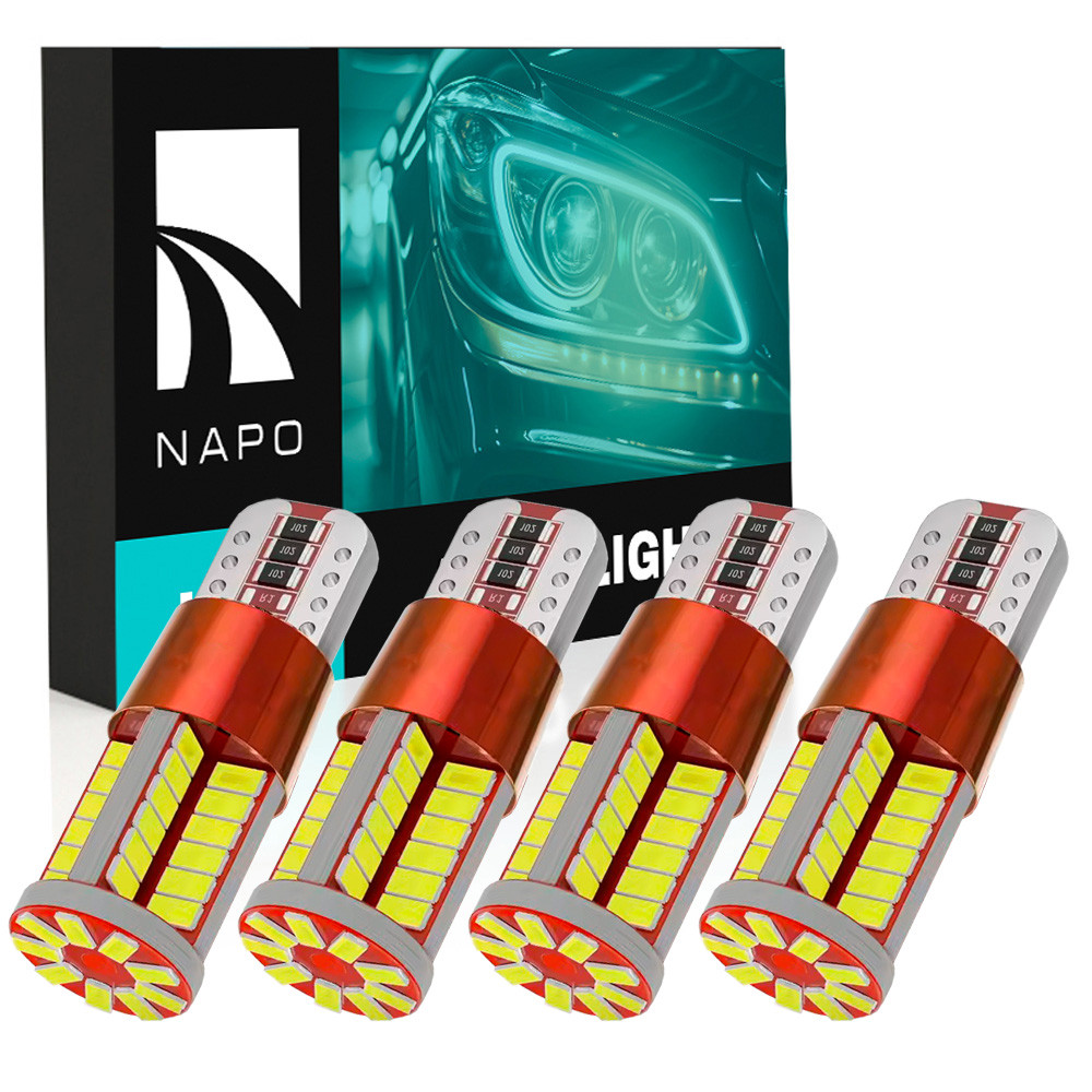 Комплект світлодіодних ламп NAPO LED T10-3014-57smd-CAN W5W T10 колір світіння білий 4 шт, фото 1