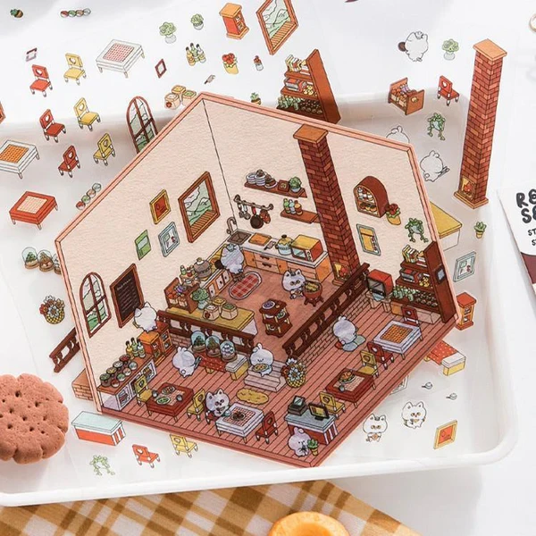 Набір наліпок стікерів румбокс 3D наклейки кімната будинок Ресторан