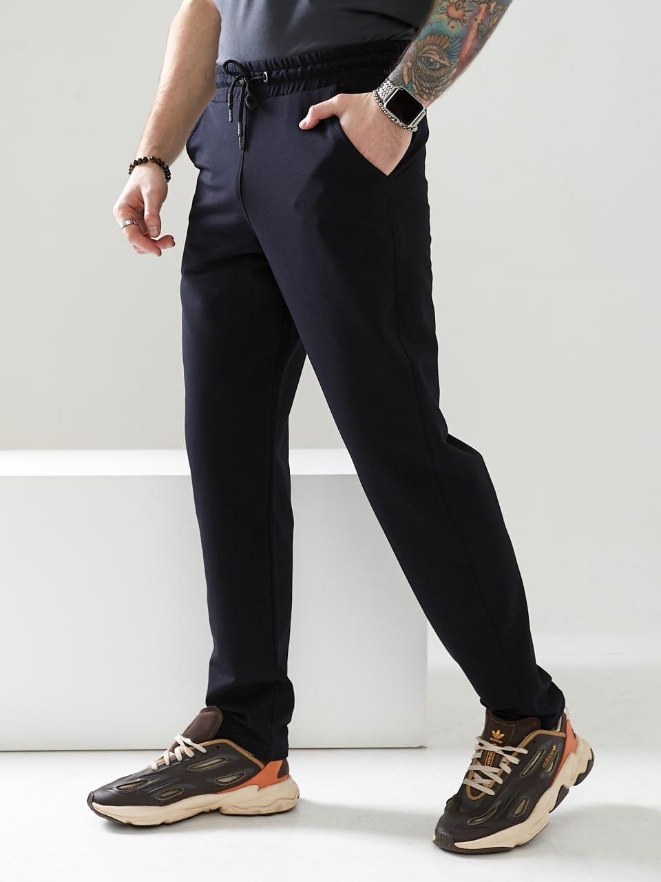 Чоловічі якісні та зручні спортивні весняні однотонні прямі штани без манжетів, фото 1