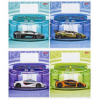 Зошит шкільний 18 аркушів клітка, серія "Швидка машина X", білизна 100%