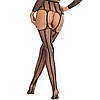 Колготки сіточка з вирізом відкритими стегнами чорного кольору зі стразами імітація панчіх з поясом, фото 5