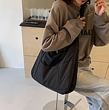 Тканинна велика містка жіноча сумка Хобо чорна Нейлонова Сумка жіноча повсякденна легка, фото 6