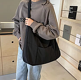 Тканинна велика містка жіноча сумка Хобо чорна Нейлонова Сумка жіноча повсякденна легка, фото 5