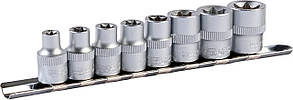 Набір насадок торцевих CRV, E-TORX 3/8", E8-E20, 8 шт MASTERTOOL 78-3808