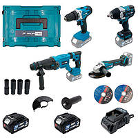 Акумуляторний набір інструментів PROFI-TEC Combo Set 4/4 POWERLine PBH201BL DTW800BL DGA20BL PCD2820V 2×PT2040MP 4.0 Аг
