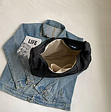 Тканинна велика містка жіноча сумка Хобо чорна Нейлонова Сумка жіноча повсякденна легка, фото 4