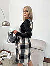 Жіночий чорно-білий кашеміровий сарафан в клітинку з поясом, фото 2