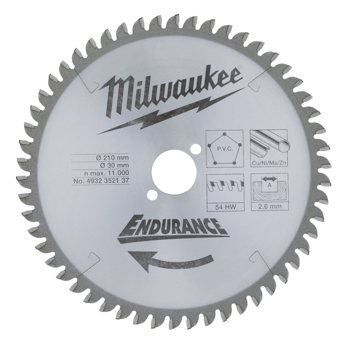Пиляльний диск Milwaukee Ø210/30 мм 54 зуби. (4932352137)