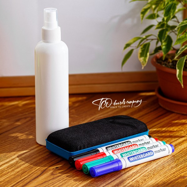 Набір: 4 маркери + губка + спрей для маркерних дощок, фото 1