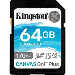 Kingston SDXC Canvas Go Plus 170R C10 UHS-I U3 V30 64Гб Карта пам'яті