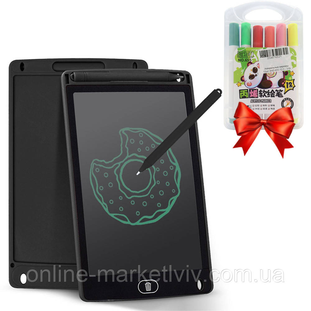 LCD планшет 10» Writing Tablet + Подарунок Акрилові маркери Water pen 655 / Дитячий планшет для малювання