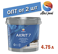 Eskaro Akrit 7 4,75 л - Миється шовково-матова фарба для стін Біла, шелковоматовая акрилатна фарба