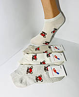 Шкарпетки демісезоні 12 пар бавовна укорочені розмір 36-41 мікс кольорів ведмедики