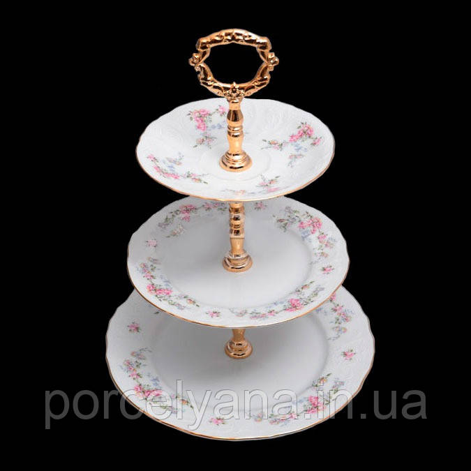 Порцелянова стійка етажерка на 3 яруси Thun Bernadotte дика троянда 6468011, фото 1